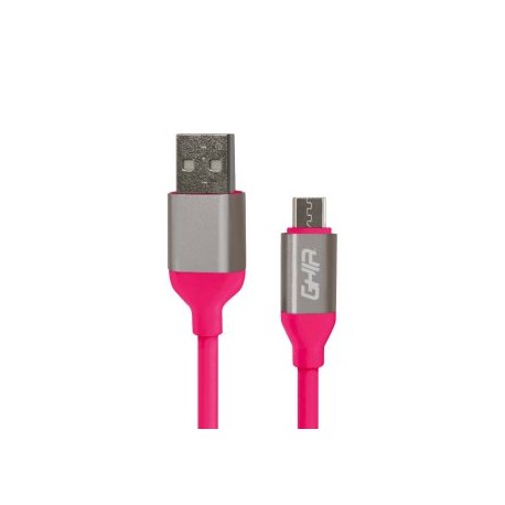 Cable Micro USB GHIA GAC-194P, Longitud de 1 metro, USB 2.0 , Color rosa, Fabricación en plástico.
