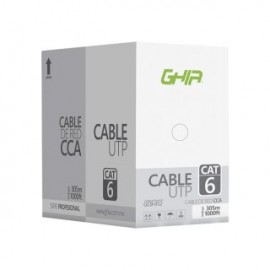 Bobina de cable GHIA GCB-052. CAT6 UTP cca 23 awg utp 305m/1000ft certificación ce / rohs. Color blanco.