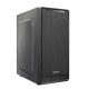 Gabinete Quaroni QCMT-07. Frente de ABS color negro con acabado tipo aluminio cepillado. Incluye Fuente de poder de 500W