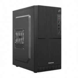 Gabinete Quaroni QCMT-06. Frente de ABS color negro con acabado tipo aluminio cepillado. Incluye Fuente de poder de 500W