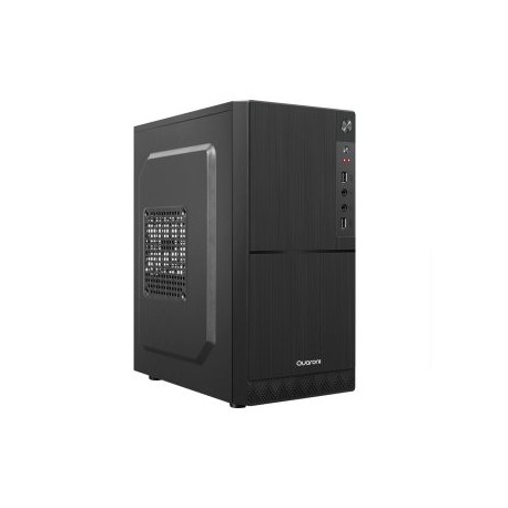 Gabinete Quaroni QCMT-06. Frente de ABS color negro con acabado tipo aluminio cepillado. Incluye Fuente de poder de 500W