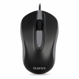 Mouse Quaroni MAQ01G. Sensor Optico, 2 botones + scroll, Largo de cable 1.2m, 1200 DPI's. Plug & Play.