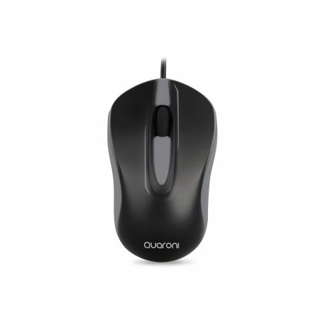 Mouse Quaroni MAQ01G. Sensor Optico, 2 botones + scroll, Largo de cable 1.2m, 1200 DPI's. Plug & Play.
