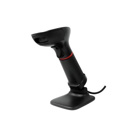 Lector de códigos de barra GHIA GS2DB2 Imager 2D, USB, Láser LED roja, hasta 300 escaneos por segundo. Incluye base