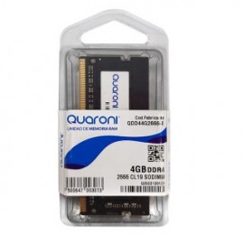 Memoria RAM Quaroni SODIMM DDR4 4GB. Frecuencia 2666MHZ, Latencia CL19, Componente para PC/Servido, Voltaje 1.2V, Negro