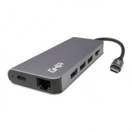 Adaptador GHIA ADAP-20. Multipuerto USB Tipo C macho a HDMI, RJ45, USB, Micro SD, Memoria SD