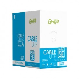 Bobina de Cable Ghia GCB-002. Aluminio revestido de cobre UTP, 305 metros, CAT5E, Calibre 24AWG. Color azul.