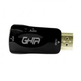 Adaptador GHIA ADAP-1. VGA Hembra a HDMI Macho. Color Negro