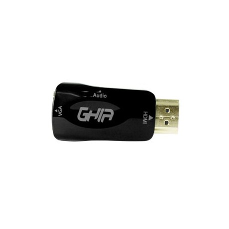 Adaptador GHIA ADAP-1. VGA Hembra a HDMI Macho. Color Negro