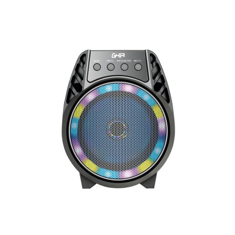 BAFLE GHIA AMPLIFICADO PORTATIL RECARGABLE BOCINA 4 PULG BT/ FM/ USB/AUX IN/ MIC IN/ TWS/LUCES LED