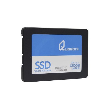 Unidad de estado solido Quaroni QSSDS25120G. SSD 120GB 2.5, SATA 3, Lectura 410MB/S Escritura 170MB/S.