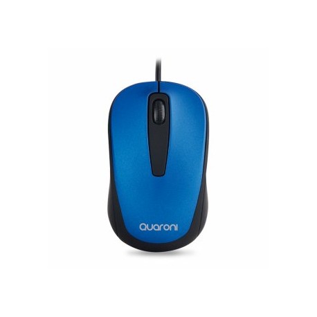 Mouse Quaroni MAQ02A. Sensor Optico, 2 botones + scroll, Largo de cable 1.2m, 1200 DPI's. Plug & Play.