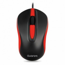 Mouse Quaroni MAQ01R. Sensor Optico, 2 botones + scroll, Largo de cable 1.2m, 1200 DPI's. Plug & Play.