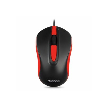 Mouse Quaroni MAQ01R. Sensor Optico, 2 botones + scroll, Largo de cable 1.2m, 1200 DPI's. Plug & Play.