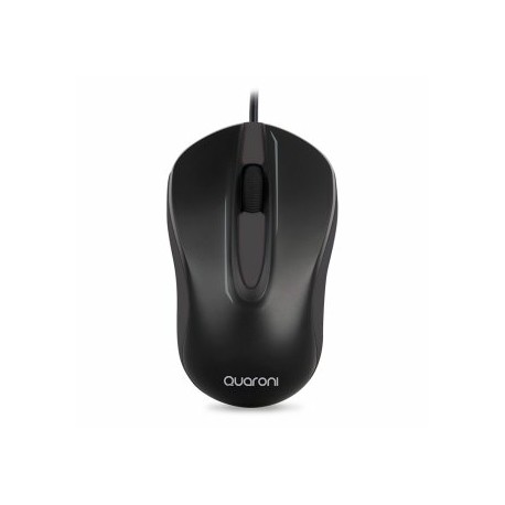Mouse Quaroni MAQ01N. Sensor Optico, 2 botones + scroll, Largo de cable 1.2m, 1200 DPI's. Plug & Play.