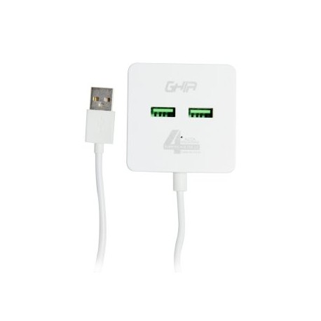 HUB USB de 4 puertos GHIA GAC-168.  Compatible para transferencia de datos, cable de 50 cm.