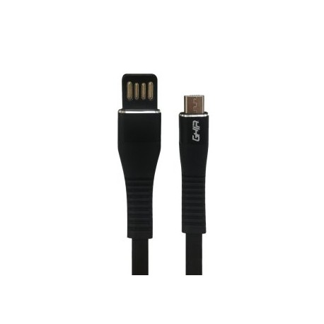 Cable Micro USB GHIA GAC-200N. Longitud 1 metro, USB reversible, Color negro. Fabricación en plástico.