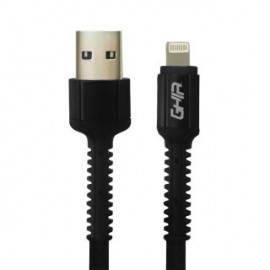Cable Lightning GHIA GAC-199N. Longitud 1 metro, USB 2.0 , Color negro, Fabricación en nylon fléxible.