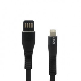 Cable de datos GHIA GAC-202N. Tipo Lightning reversible, longitud de 1 metro, fabricación en plastico, color negro.