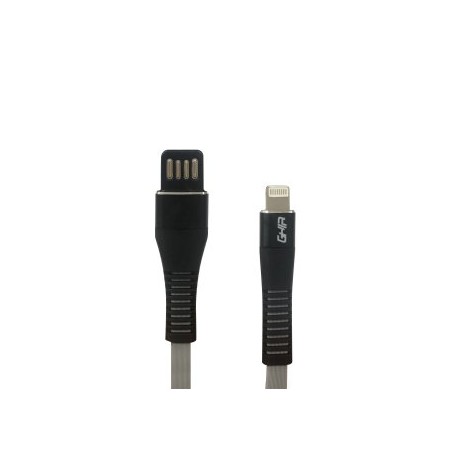 Cable de datos GHIA GAC-202NG. Tipo Lightning reversible, longitud de 1 metro, fabricación en plastico, color gris/negro.