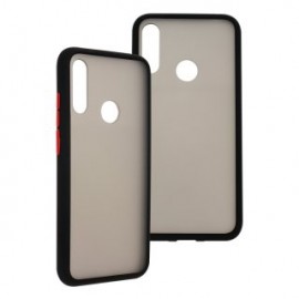 Funda GHIA humo semitransparente para Huawei Y6 2019. Con mica, Borde negro.
