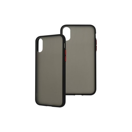 Funda GHIA humo semitransparente para iPhone XS/X. Con mica, Borde negro.