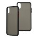 Funda GHIA humo semitransparente para iPhone XS/X. Con mica, Borde negro.
