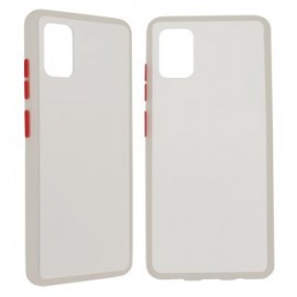 Funda GHIA SAM-A51S-C2-B para Samsung A51S. Acabado semitransparente, con mica para pantalla. Blanco.