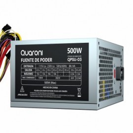 Fuente de poder Quaroni QPSU-02. Potencia hasta 600W, ventilador 12 cm, conexión a MoBo 20+4 pines, 2 SATA