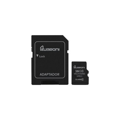 Memoria Micro SD Quaroni GQMS10A-16G. 16Gb almacenamiento, Clase 10.