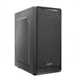 Gabinete Quaroni QCMT-07. Frente de ABS color negro con acabado tipo aluminio cepillado. Incluye Fuente de poder de 500W