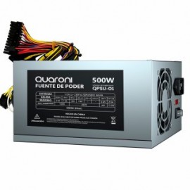 Fuente de poder Quaroni QPSU-01.  Potencia hasta 500W, conexión a MoBo 20+4 pines, 2 SATA