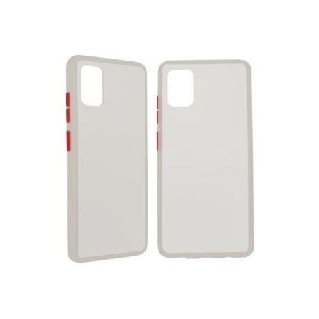 Funda GHIA SAM-A51S-C2-B para Samsung A51S. Acabado semitransparente, con mica para pantalla. Blanco.